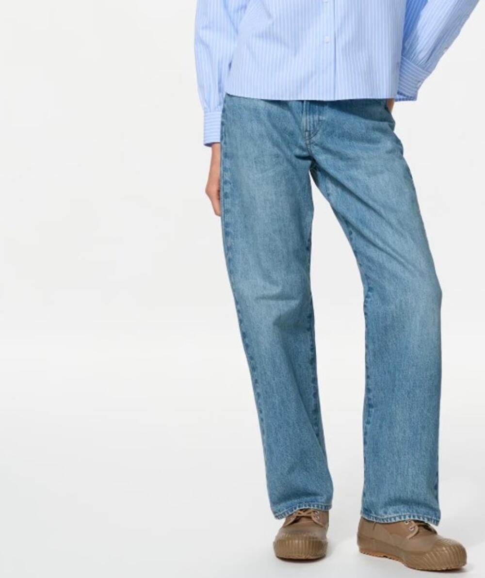 JW Anderson x Uniqlo Straight Jeans Womens 27 Blue Mid Rise Relaxed Fit Cotton